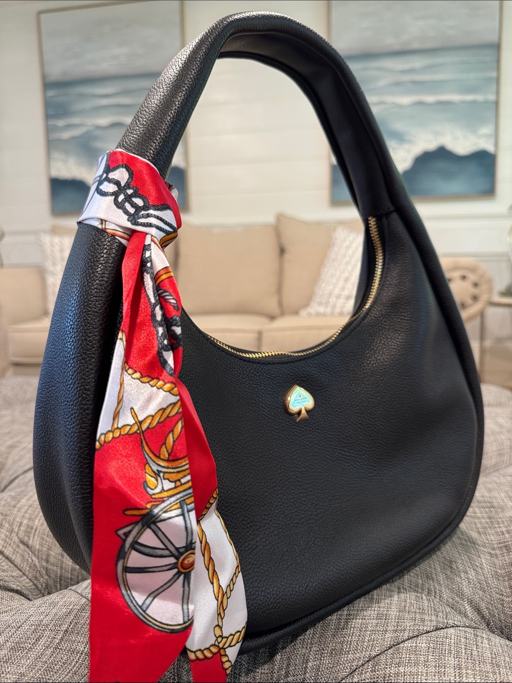 Kate Spade Bag Kayla Crescent Black Leather Shoulder Bag - Picture 3 of 17